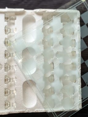 Source Unknown Frosted Glass Chessboard with Clear Glass Accents